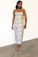 Thumbnail for  caption_Model wears Sicilian Bandeau Dress in UK size 10/ US 6