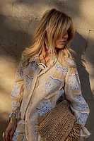 Thumbnail for  caption_Model wears Sicilian Geanie Shirt in UK size 10/ US 6