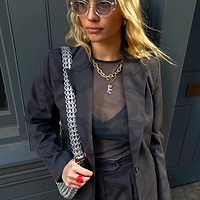 Thumbnail for  caption_Model wears Snake Mesh Top in UK size 10/ US 6
