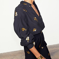 Thumbnail for Black Gold Snake Elissa Trousers Petite