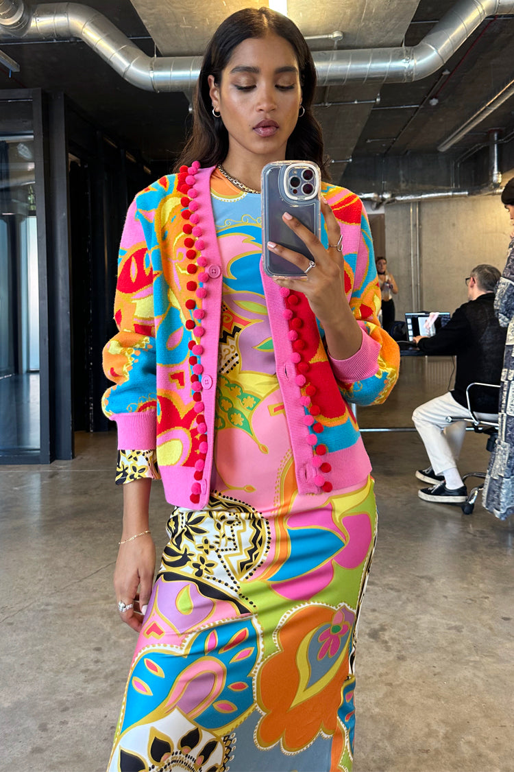 Model wearing Soho Forrest Cardigan 