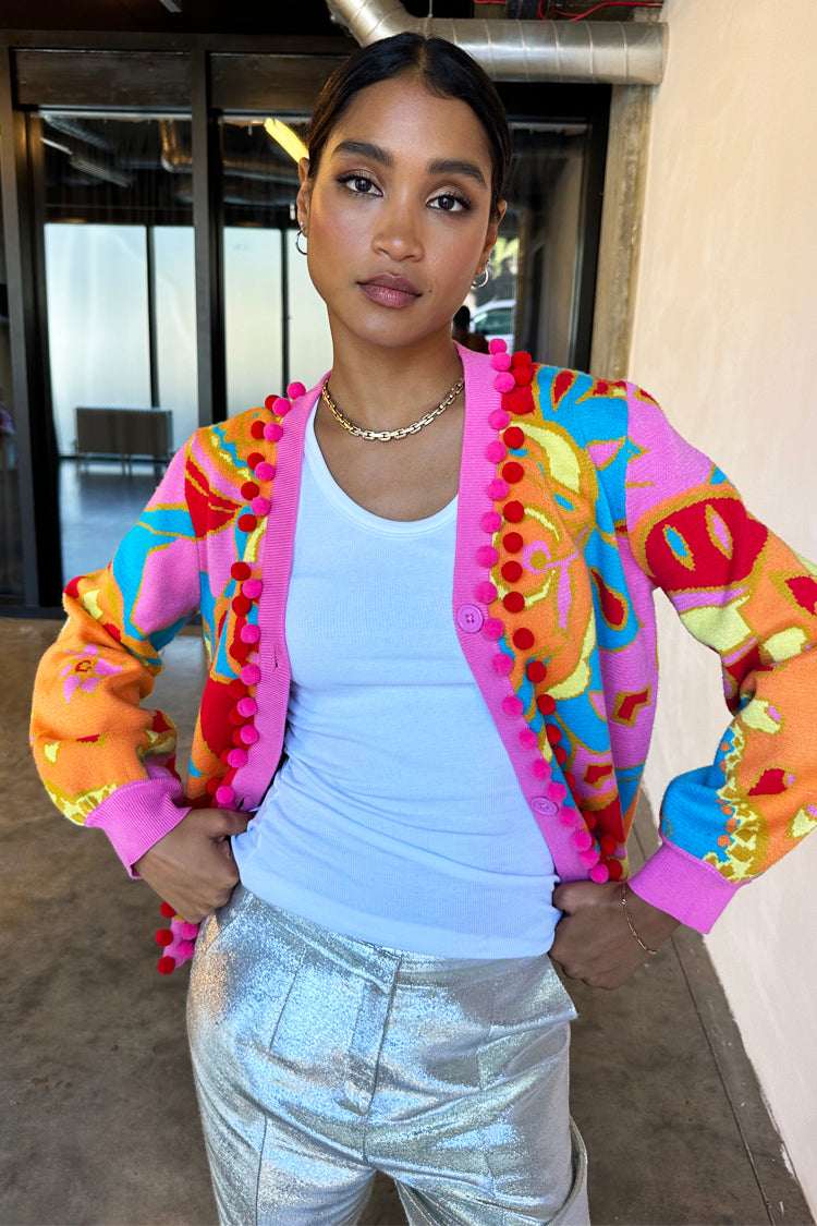 Model wearing Soho Forrest Cardigan 