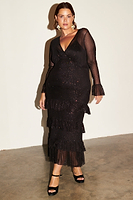 Thumbnail for caption_Model wears Sparkle Mesh Kate Dress in UK 18 / US 14
