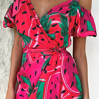 Thumbnail for Model wearing Strawberry Mini Dress close up