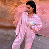 Pink Stripe Elissa Wide Leg Trousers
