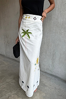 Thumbnail for  caption_Model wears Cream Sahara Jaspre Skirt in UK size 10/ US 6