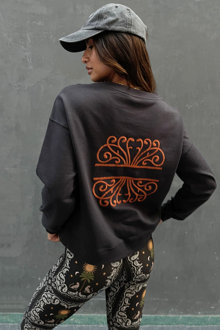caption_Model wears Charcoal NFD Sweater in UK size 8/ US 4