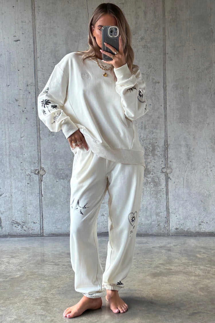 White Tattoo Joggers