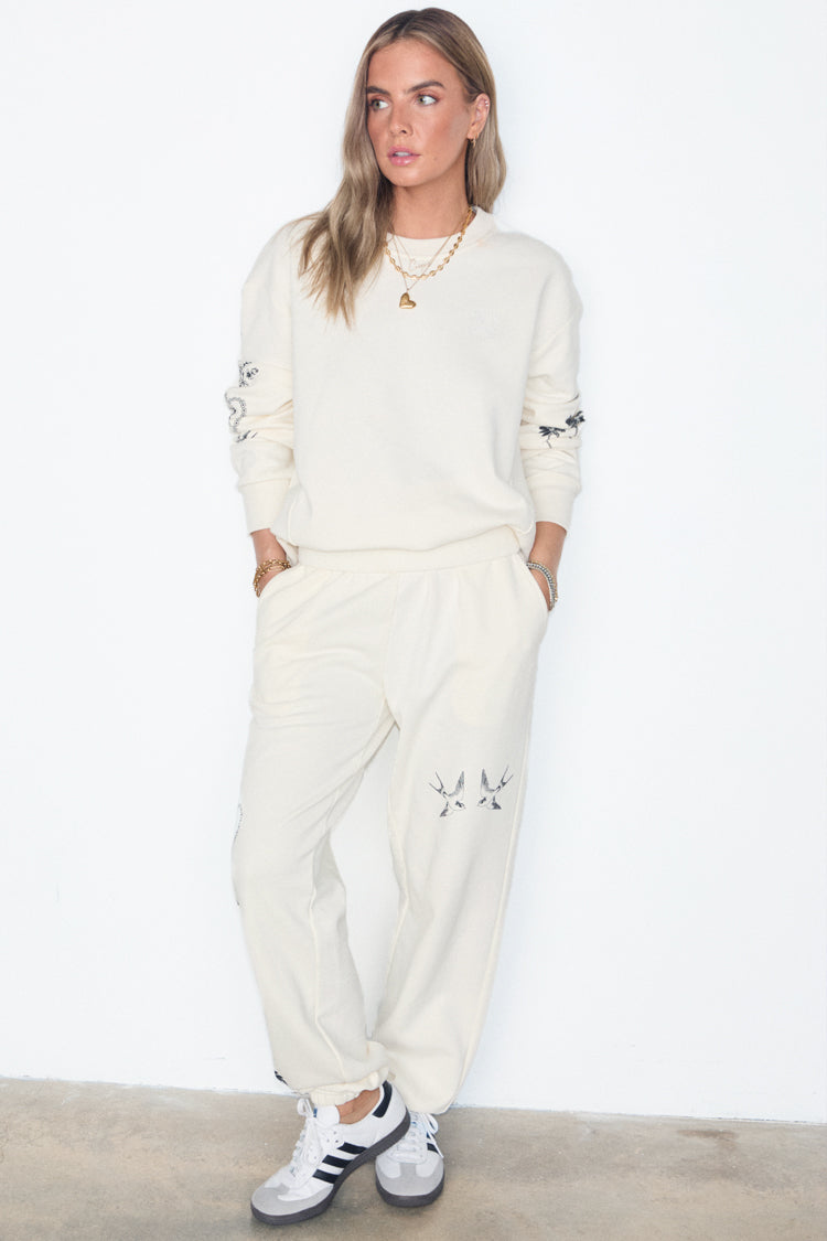 White Tattoo Joggers