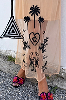 Thumbnail for Model wearing Embellished Mesh Tattoo Dress