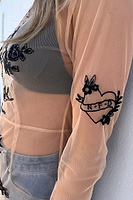 Thumbnail for Model wearing Embellished Mesh Tattoo Dress