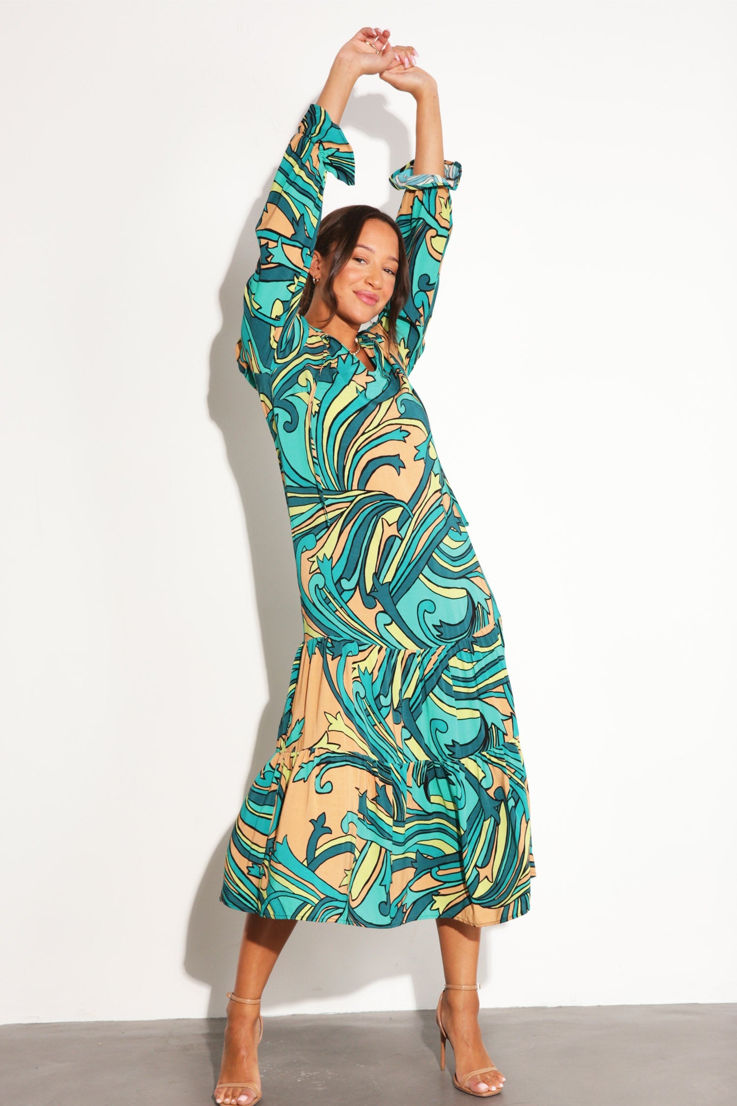 Teal Starburst Smock Dress