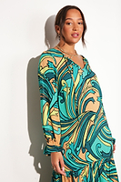 Thumbnail for Teal Starburst Smock Dress