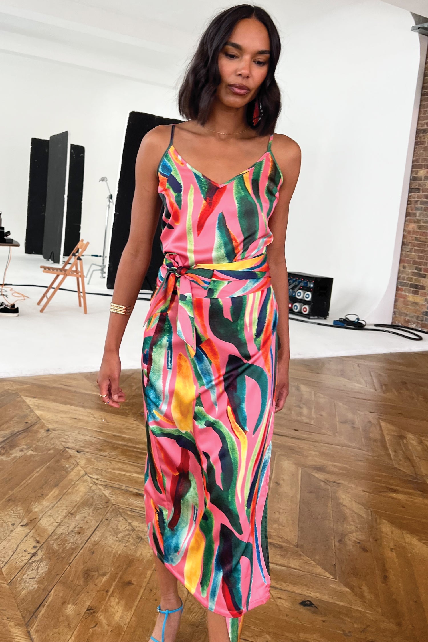 Model wearing Tropical Cami Top facing the camera