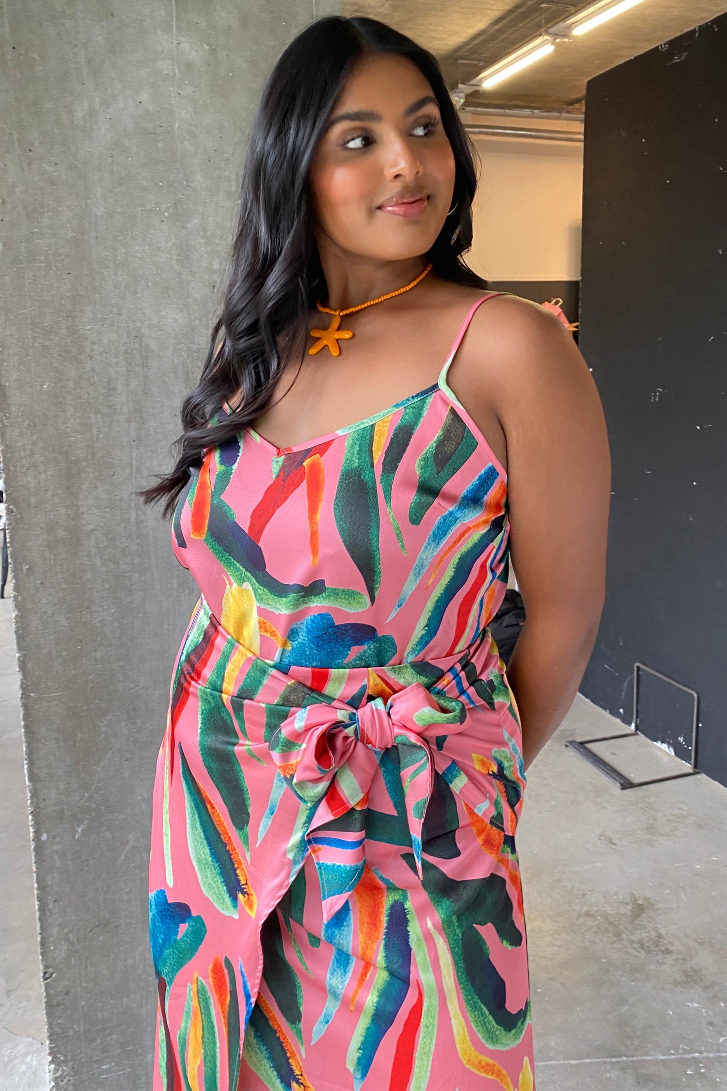 Model wearing Tropical Cami Top facing the camera