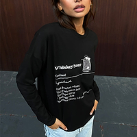 Thumbnail for Model wearing Black Whiskey Sours Long Sleeve T-Shirt