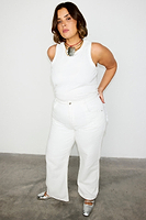 Thumbnail for Ecru Scallop Detail Jeans