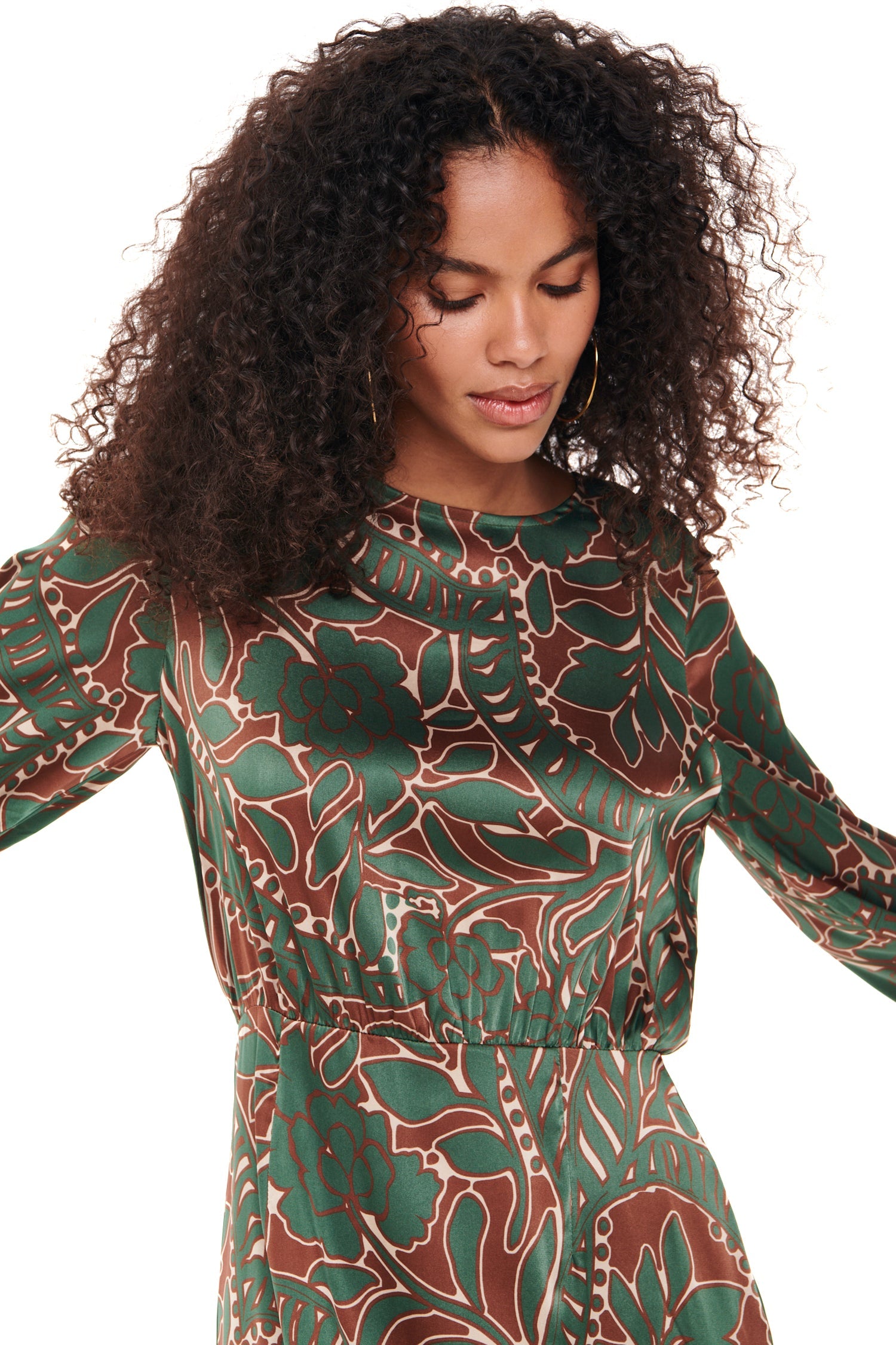 Model wearing Willow Midi Dress standing facing the camera