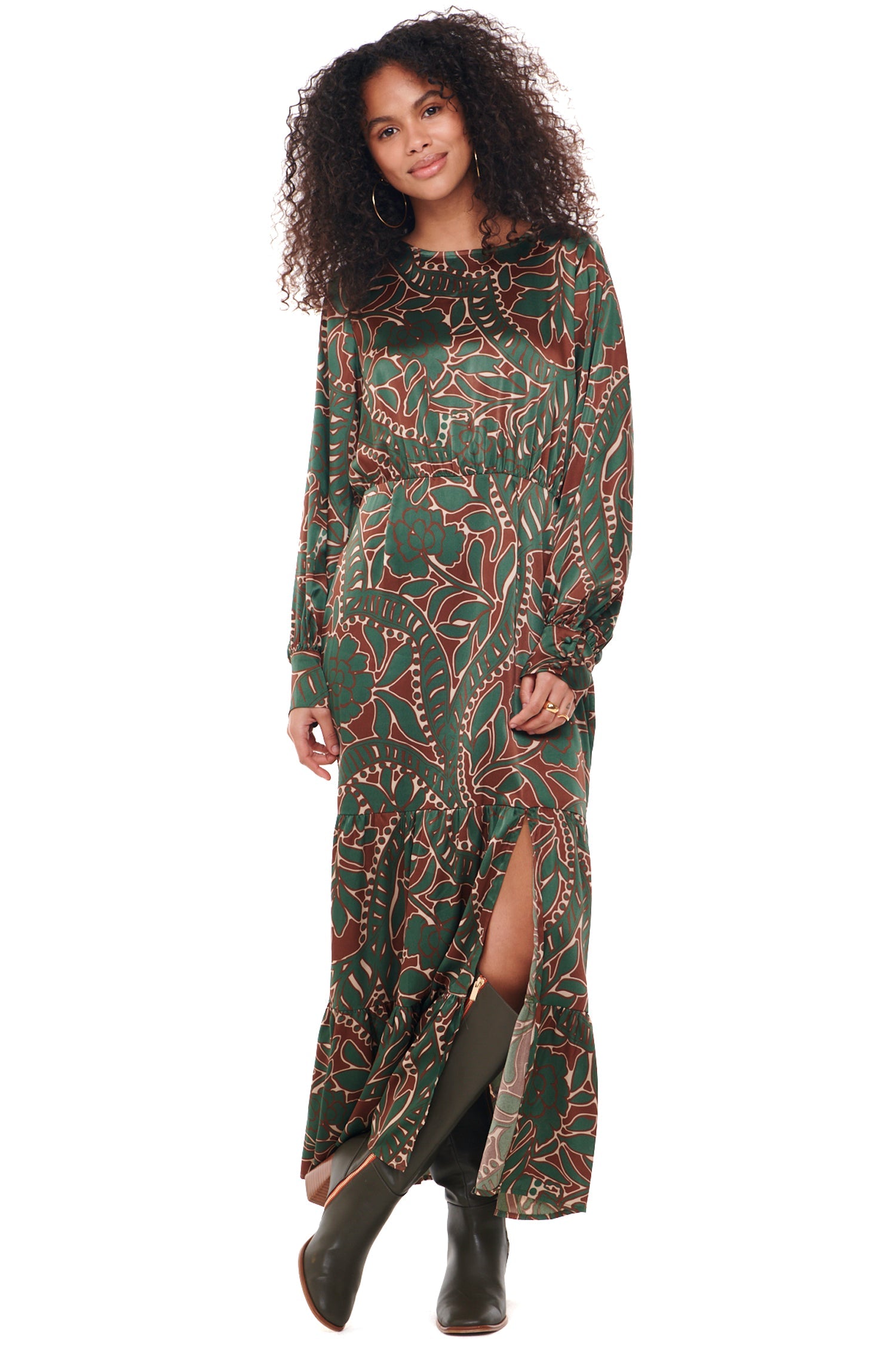 Model wearing Willow Midi Dress standing facing the camera