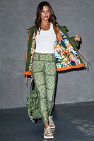 Thumbnail for caption_Model wears Khaki and Orange NFD Windbreaker in UK size 8/ US 4