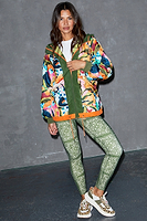 Thumbnail for caption_Model wears Khaki and Orange NFD Windbreaker in UK size 8/ US 4