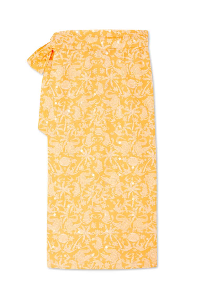 Yellow Cotton Linen Mosaic Jaspre Skirt