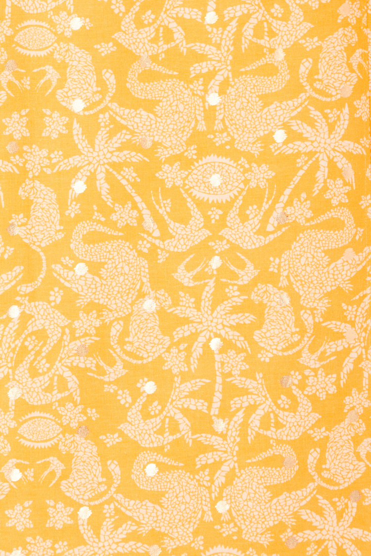 Yellow Cotton Linen Mosaic Jaspre Skirt