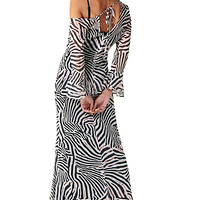 Thumbnail for Model wearing Zebra Ophelia Dress standing facing away from the camera