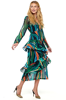Thumbnail for Model wearing Zebra Palma Dress standing facing the camera