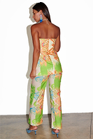 Thumbnail for caption_Model wears Green Abstract Sol Bandeau Top in UK size 10/ US 6