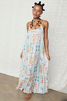Thumbnail for White Island Cross Stitch Maxi Dress