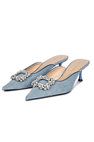 Thumbnail for Embellished Denim City Mules