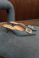 Thumbnail for Embellished Denim City Mules