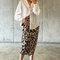 Thumbnail for Brown Leopard Jaspre Skirt