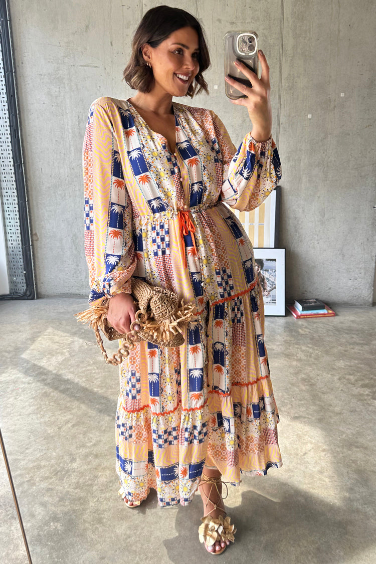Palm Stripe Ellis Dress