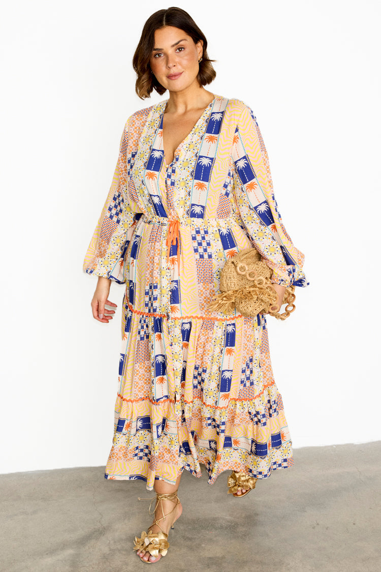Palm Stripe Ellis Dress
