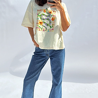 Thumbnail for Cream Abstract Snake T-shirt
