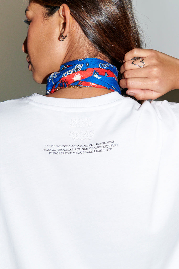 caption_Model wears Spicy Margarita T-Shirt in UK size 8/ US 4