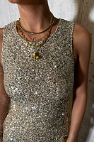 Thumbnail for caption_Model wears Silver Sequin Tank Top in UK size 10/ US 6
