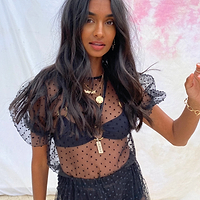 Thumbnail for Black Spotted Sheer Top