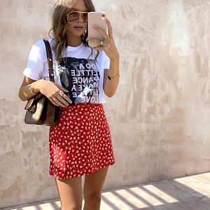Red Daisy Mini Skirt