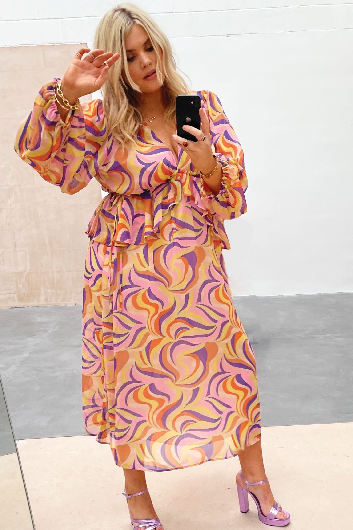 Autumnal Swirl Midi Dress - Curve - nfd-demo-dev