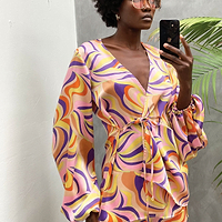Thumbnail for Autumnal Swirl Oversized Wrap Top - nfd-demo-dev
