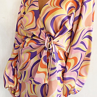 Thumbnail for Autumnal Swirl Oversized Wrap Top - nfd-demo-dev