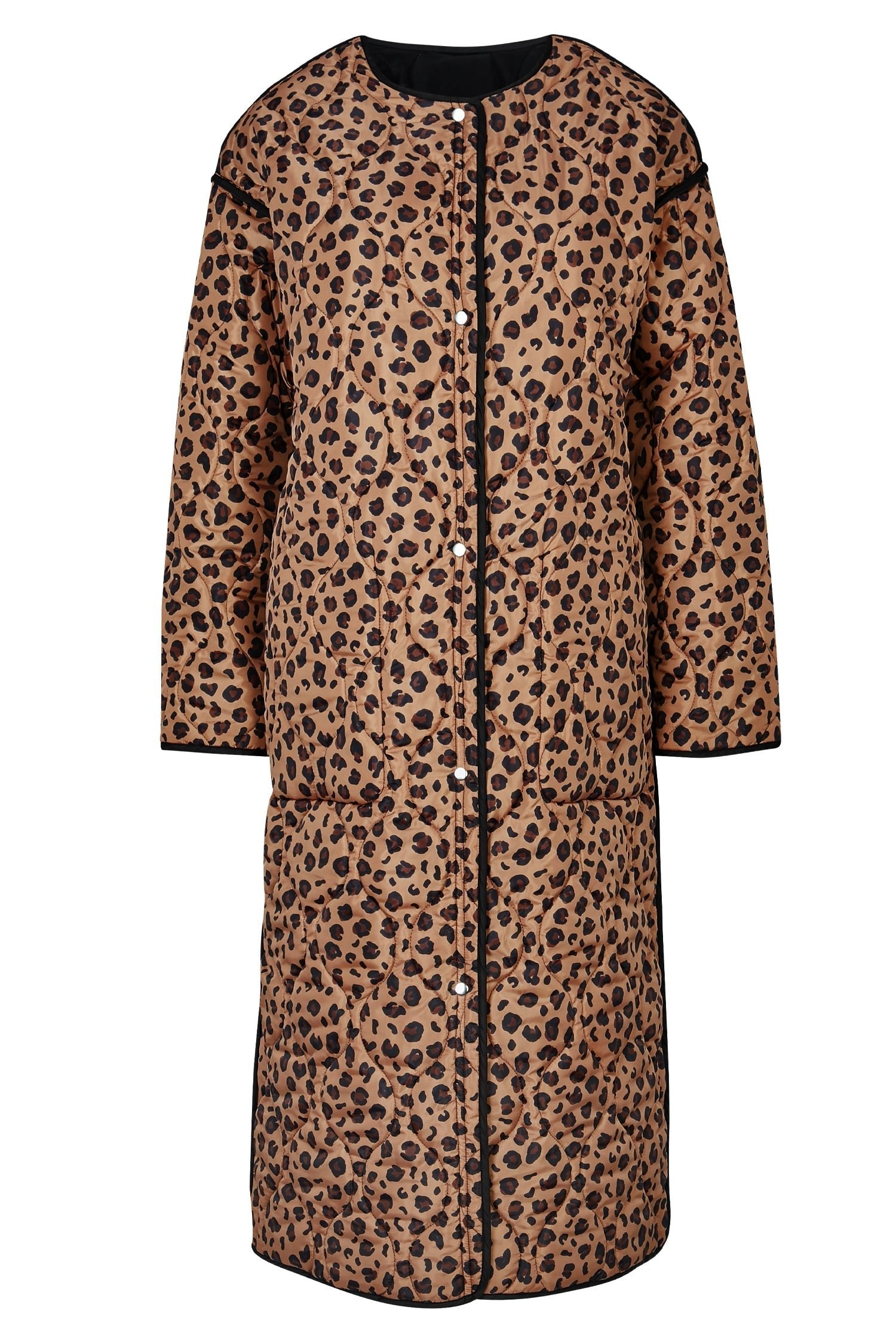 Black And Leopard Reversible Quilted Coat - nfd-demo-dev
