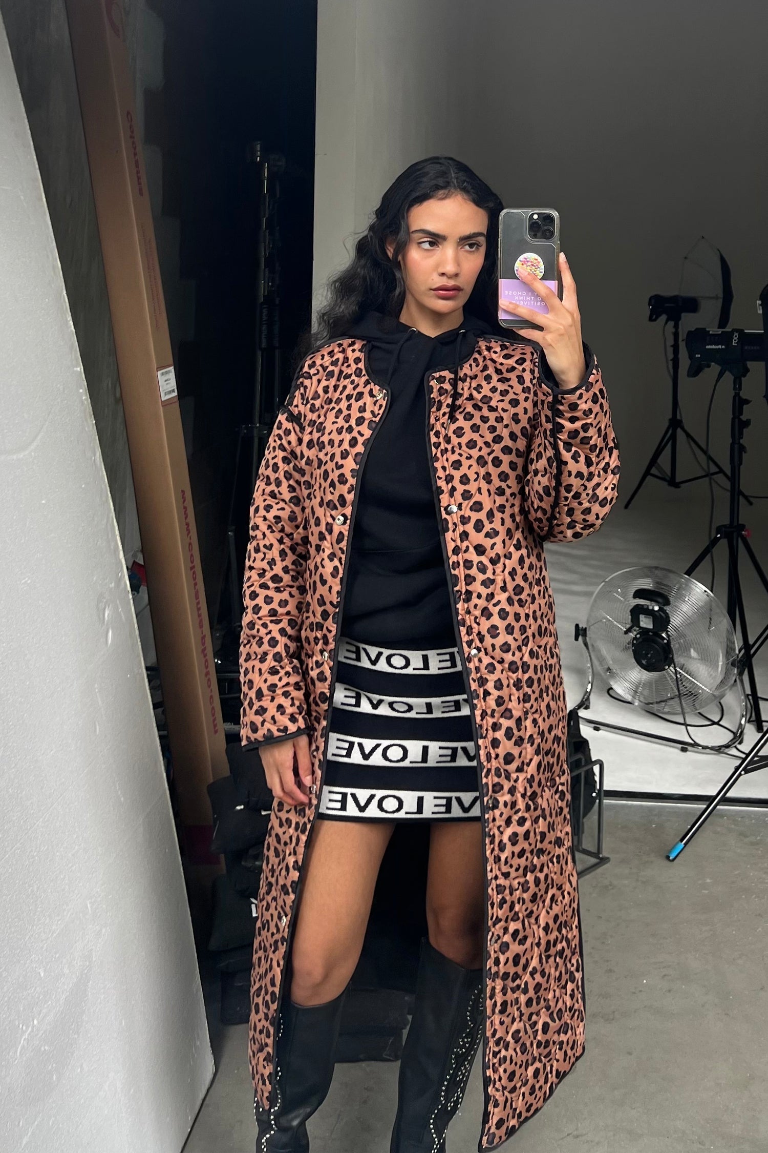 Black And Leopard Reversible Quilted Coat - nfd-demo-dev