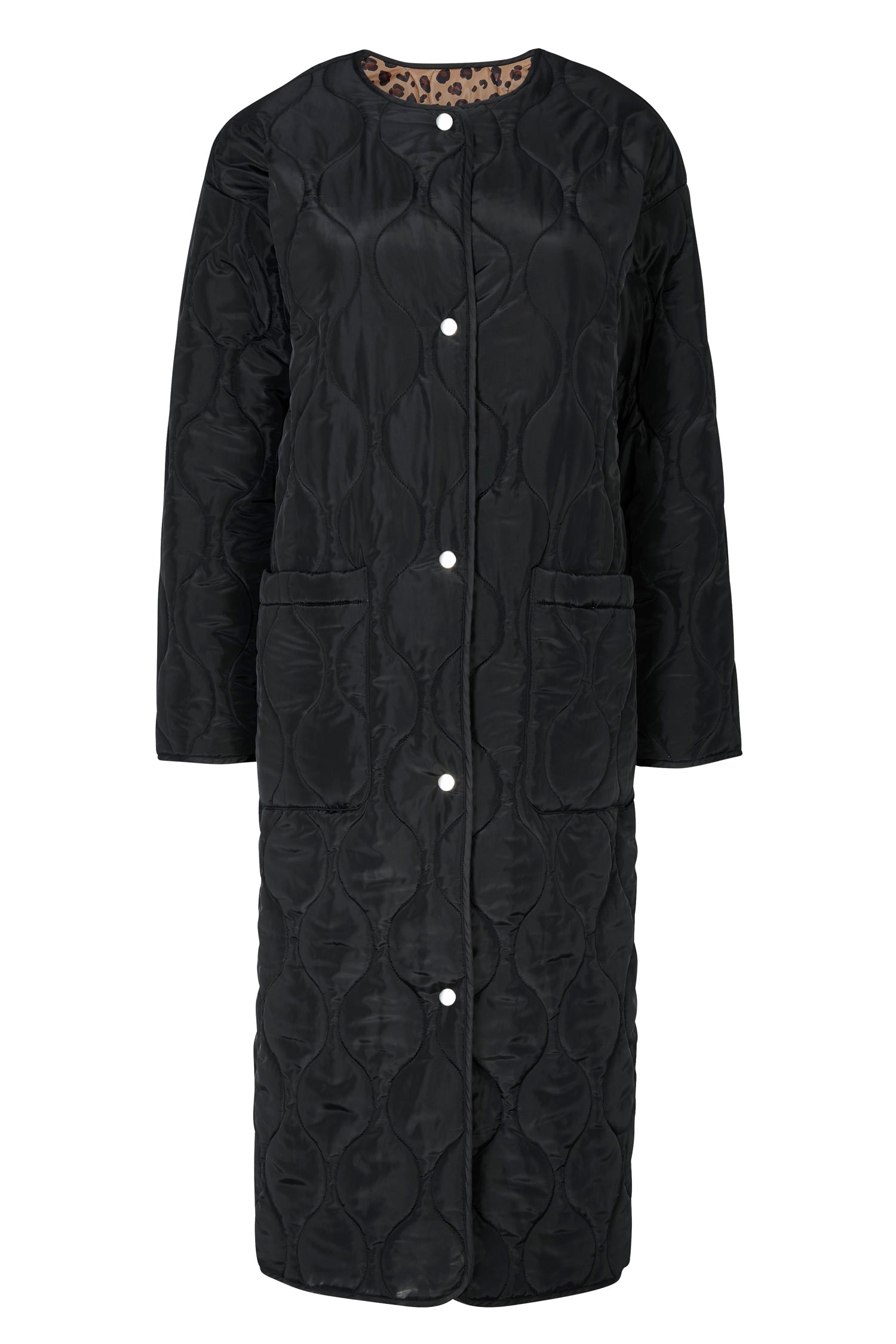 Black And Leopard Reversible Quilted Coat - nfd-demo-dev