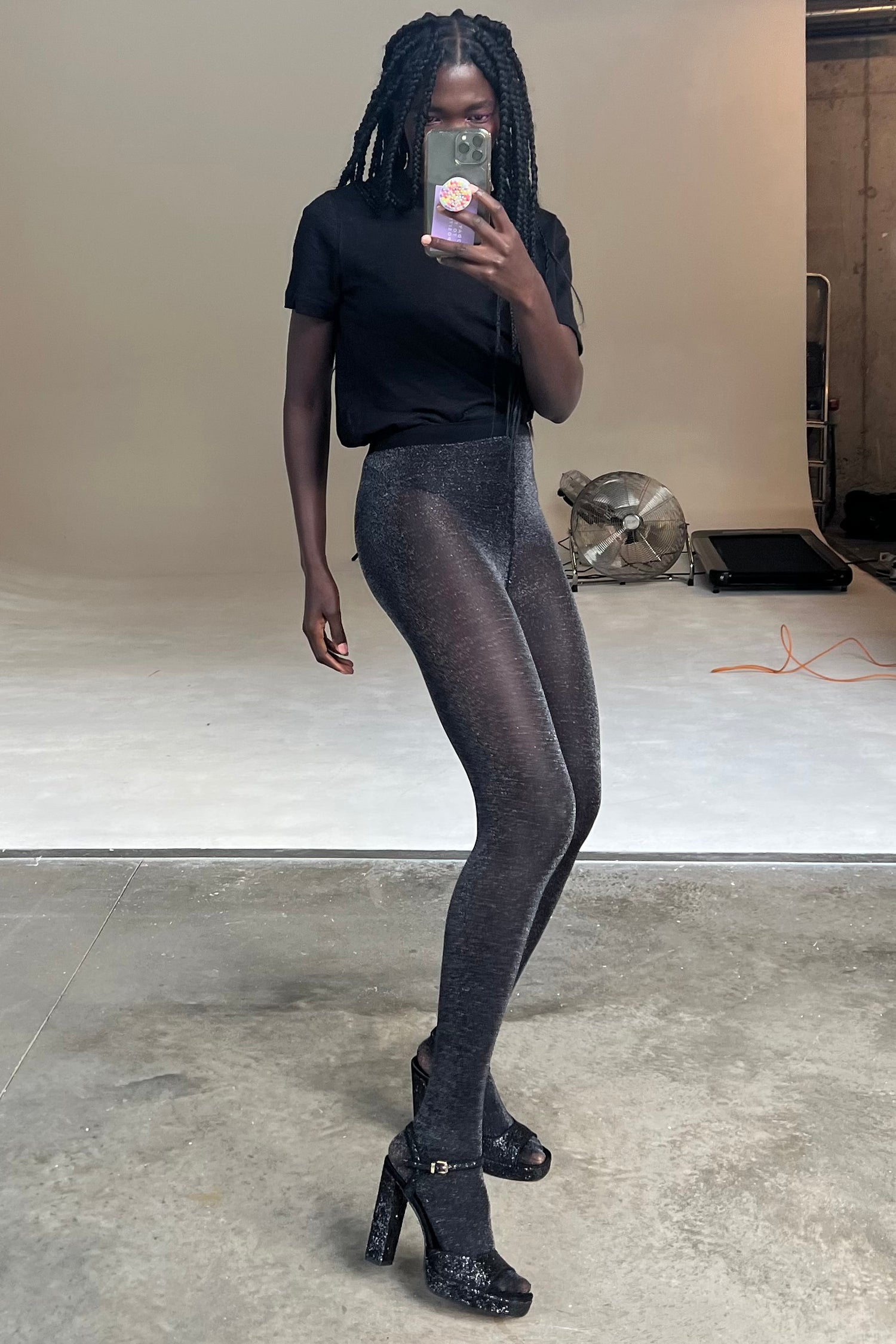 Black Glitter Chunky Platform Heel - nfd-demo-dev