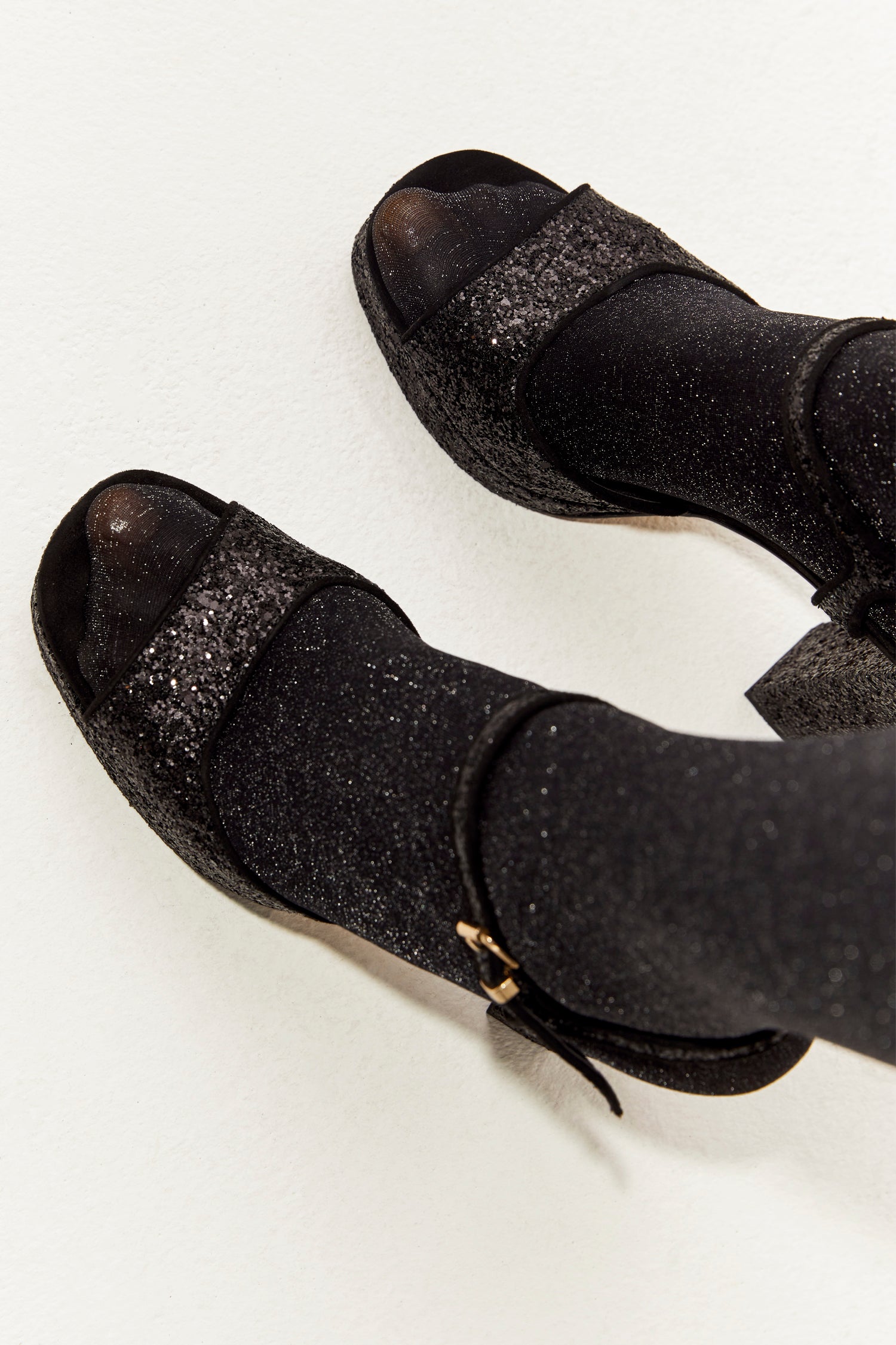 Black Glitter Chunky Platform Heel - nfd-demo-dev
