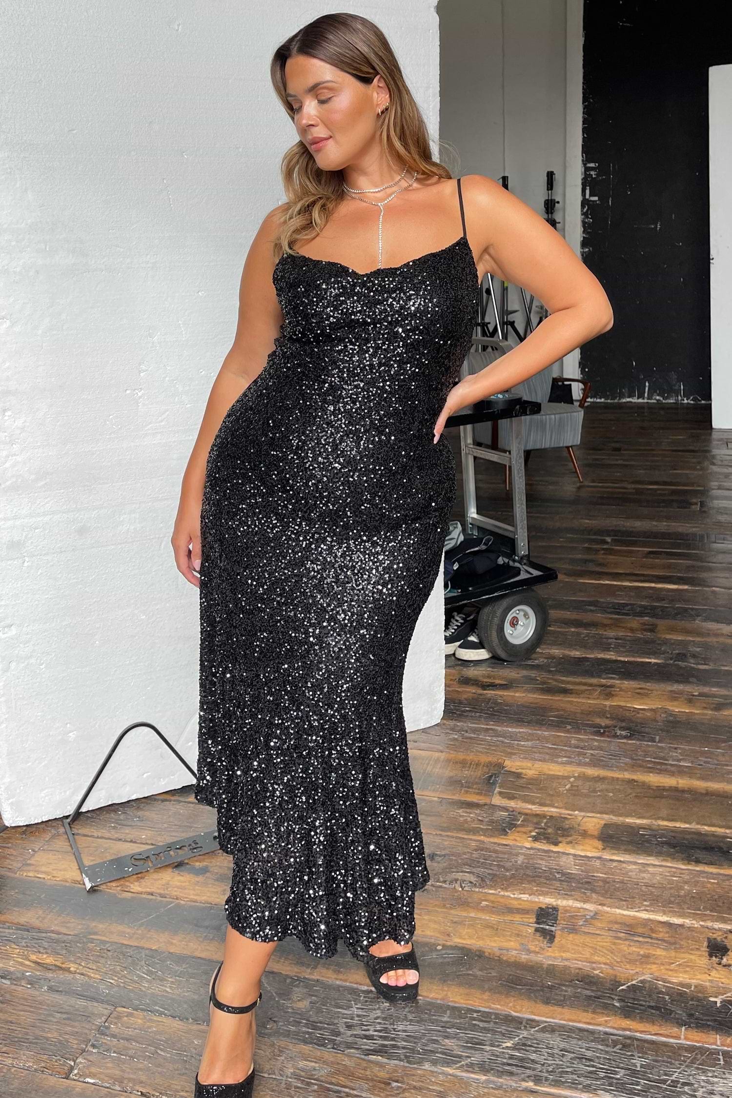 Black Sequin Mya Dress - nfd-demo-dev